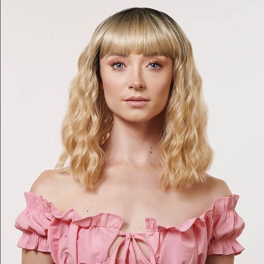The Cassie Fringe Shoulder length curly 14" Wig | Premium Tongable Fibre