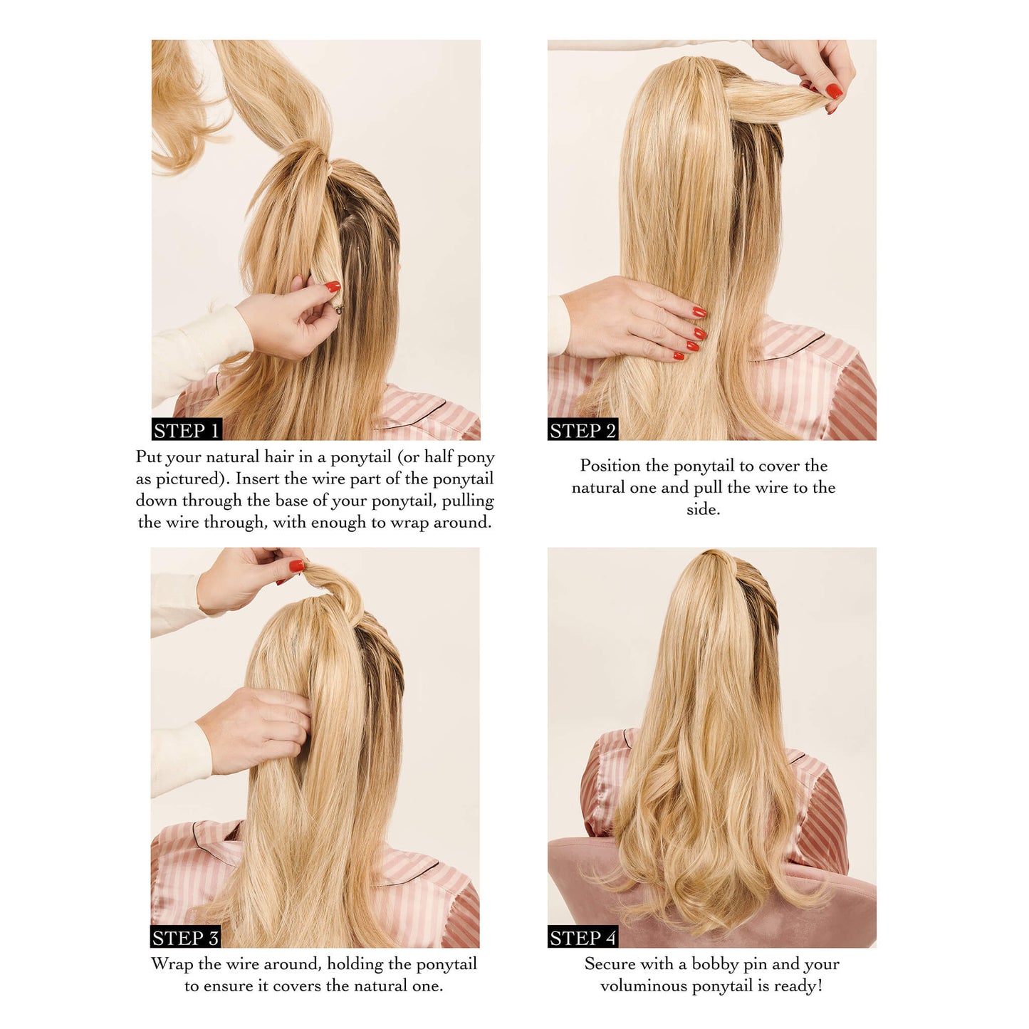 The Gaura wavy style Wire Wrap 24" Ponytail | Premium Tongable Fibre