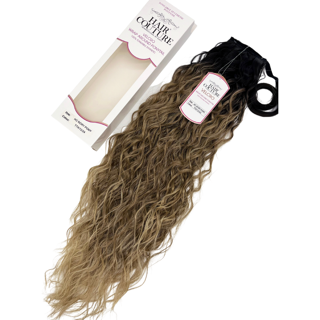The Rory curly style 28" Velcro Wrap Ponytail | Premium Tongable Fibre